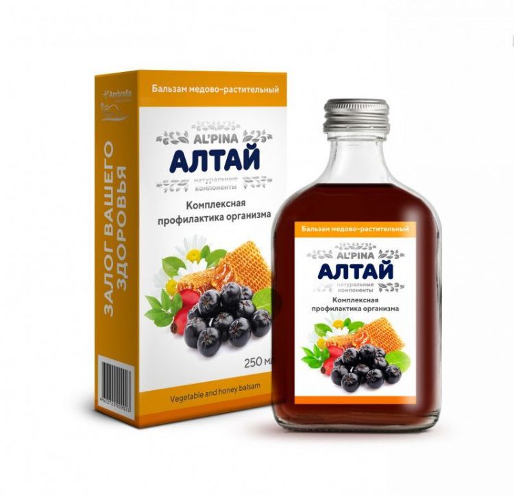 Альпина "Алтай" комплексная профилактика организма Бальзам медово-растительный, бут.стекло, 250мл