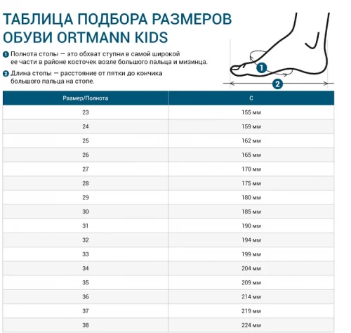 ОБУВЬ ORTMANN KIDS ортопедическая готовая,полуботинки Velissa арт.23.23 бело-розовый