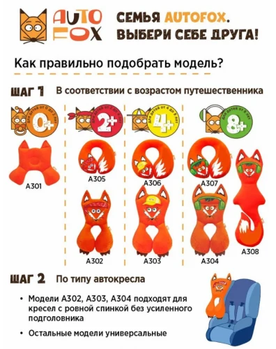 TRELAX Подушка дорожная AUTOFOX для детей от 8 лет и взрослых A308