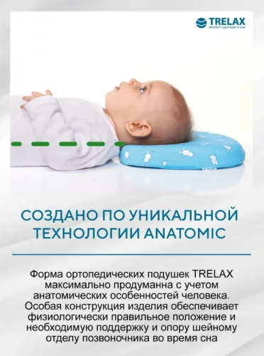 TRELAX Подушка ортопедическая с эффектом пямяти под голову д/детей от 1 до 18 месяцев MIMI П 27
